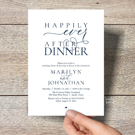 Gelukkig na het diner Moderne bruiloftsreceptie Kaart