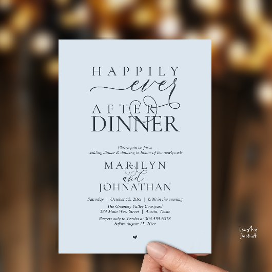 Gelukkig na het diner Moderne bruiloftsreceptie Kaart