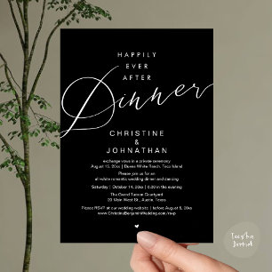 Gelukkig na het diner, moderne romantische bruilof kaart