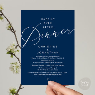 Gelukkig na het diner, moderne romantische bruilof kaart