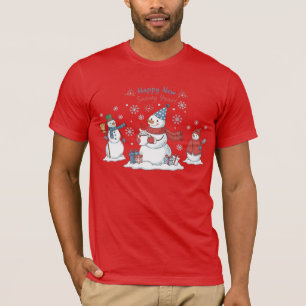 Gelukkig Nieuw Besneeuwd Jaar 2026 Sneeuwmannen Un T-shirt