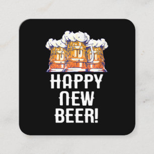 GELUKKIG NIEUW BIER! Oud en Nieuw Feest Drinken Vierkante Visitekaartje