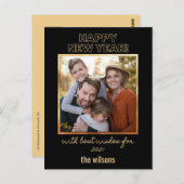 gelukkig nieuw jaar foto van zwarte en goudklasse briefkaart (Voorkant / Achterkant)