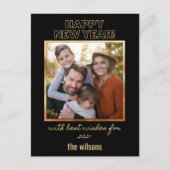 gelukkig nieuw jaar foto van zwarte en goudklasse briefkaart (Voorkant)
