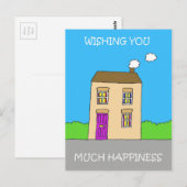 Gelukkig Nieuw Thuis Pret Cartoon Huis Briefkaart (Voorkant / Achterkant)