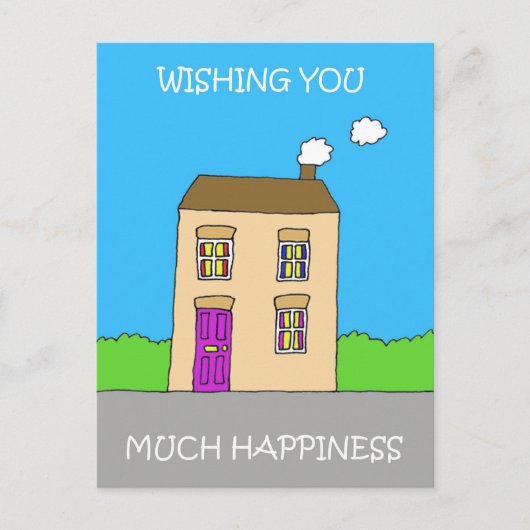 Gelukkig Nieuw Thuis Pret Cartoon Huis Briefkaart (Voorkant)