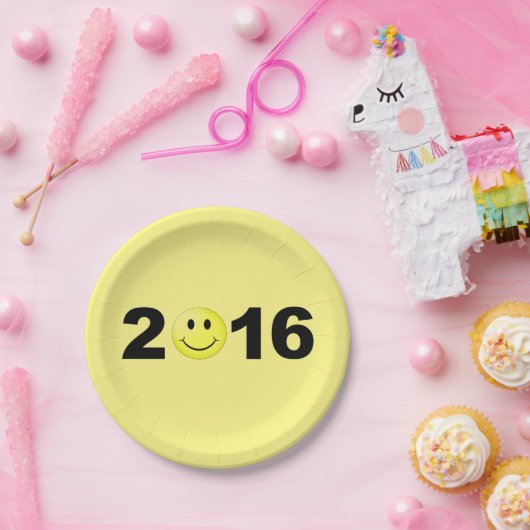 Gelukkig nieuwjaar 2016 Funny Sweet Number Papieren Bordje (Feest)