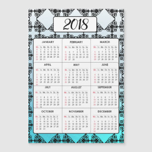 Gelukkig nieuwjaar 2018 Aqua Blue Magnetic Calenda