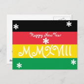 Gelukkig Nieuwjaar 2018 Gestreepte Rasta Kleuren Feestdagenkaart (Voorkant / Achterkant)