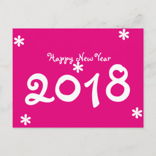 Gelukkig Nieuwjaar 2018 Hot Pink White Star Typogr Feestdagenkaart