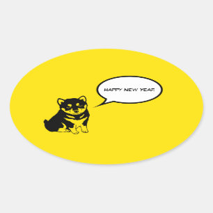 Gelukkig Nieuwjaar 2018 Puppy Ovaal Sticker