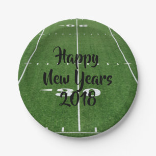 Gelukkig Nieuwjaar 2018 Voetbalveld Papieren Bordje