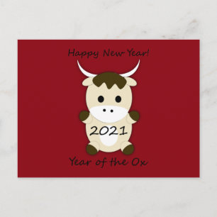Gelukkig nieuwjaar 2021 Jaar van de Ox Briefkaart