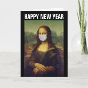 GELUKKIG NIEUWJAAR 2021 KAART MONA LISA MET MASKER