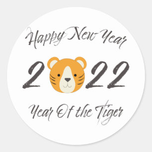 Gelukkig nieuwjaar 2022 Jaar van de tijger Ronde Sticker
