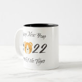 Gelukkig nieuwjaar 2022 Jaar van de tijger Tweekleurige Koffiemok (Voorkant links)