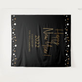 Gelukkig Nieuwjaar 2022 Script Zwart Goud Aangepas Wandkleed (Voorkant (horizontaal))