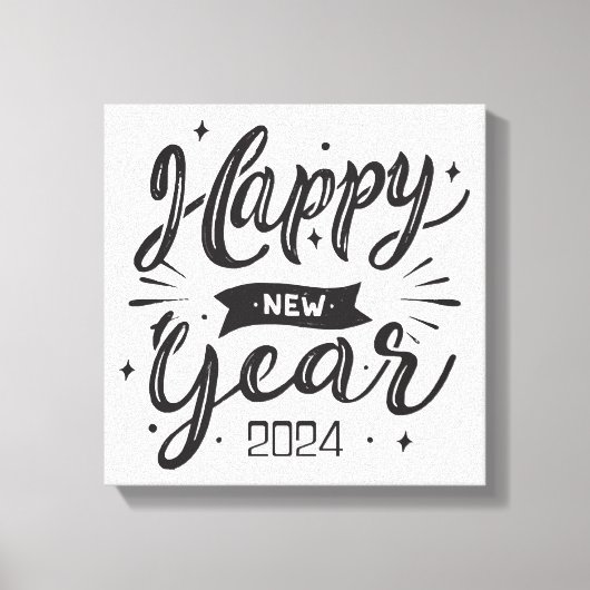 Gelukkig nieuwjaar 2024 canvas afdruk (Voorkant)