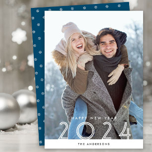 Gelukkig Nieuwjaar 2024 Modern Photo Holiday Kaart