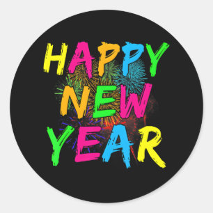 Gelukkig Nieuwjaar 2024 New Years Eve Party Aftell Ronde Sticker