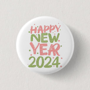 Gelukkig nieuwjaar 2024 ronde button 3,2 cm