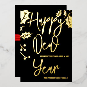 Gelukkig Nieuwjaar 2024, rood lint Folie Feestdagenkaart