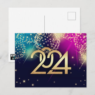 Gelukkig Nieuwjaar 2024. vuurwerk Briefkaart
