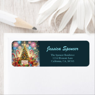 Gelukkig Nieuwjaar 2024 Vuurwerk Kerstboom Etiket