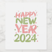 Gelukkig nieuwjaar 2024 wijn etiket (Enkel label)