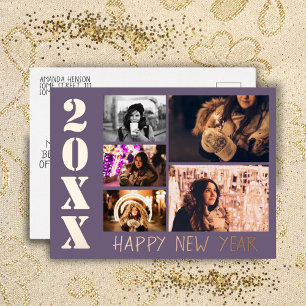 Gelukkig Nieuwjaar 2025 5 foto collage Folie Feestdagen Briefkaart