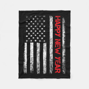 Gelukkig Nieuwjaar 2025 Amerikaanse vlag Xmas Fami Fleece Deken