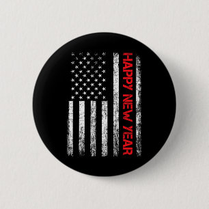 Gelukkig Nieuwjaar 2025 Amerikaanse vlag Xmas Fami Ronde Button 5,7 Cm