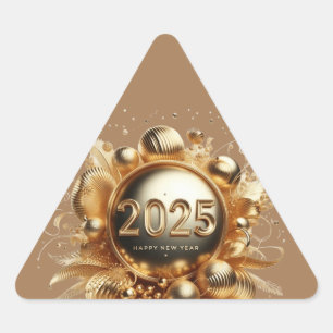 Gelukkig Nieuwjaar 2025 cadeaus Driehoek Sticker