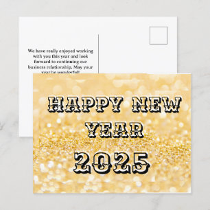 Gelukkig Nieuwjaar 2025 Chic Custom Gold Business Feestdagenkaart