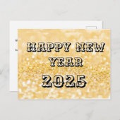 Gelukkig Nieuwjaar 2025 Chic Custom Gold Business Feestdagenkaart (Voorkant / Achterkant)