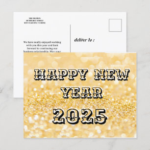 Gelukkig Nieuwjaar 2025 Chic Custom Gold Business Feestdagenkaart
