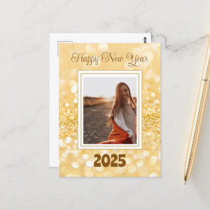Gelukkig Nieuwjaar 2025 Elegante Gouden Glitter Briefkaart