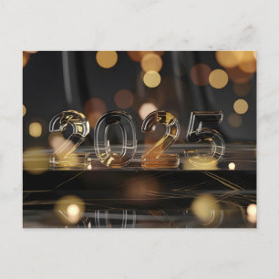Gelukkig Nieuwjaar 2025 Glazen Tekst Bokeh Feestdagenkaart