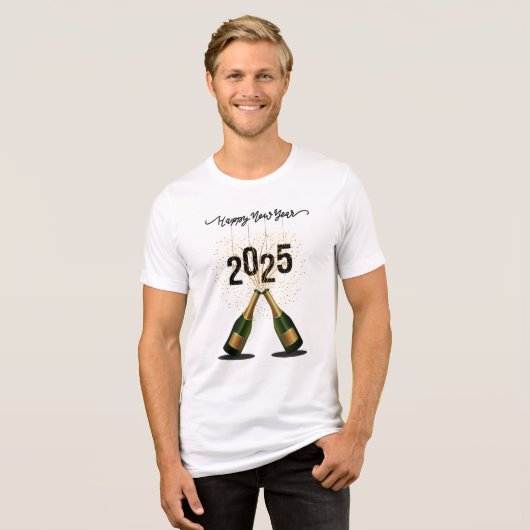 Gelukkig Nieuwjaar 2025 mannen Feestshirts Tri-Blend Shirt (Voorkant volledig)