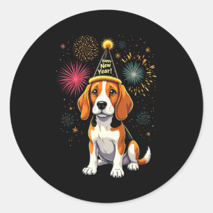 Gelukkig Nieuwjaar 2025 Oudejaarsavond Vuurwerk Ho Ronde Sticker