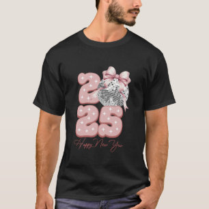 Gelukkig Nieuwjaar 2025 Party Retro Disco Ball Mat T-shirt