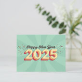 Gelukkig nieuwjaar 2025 retro 3d typografie ontwer briefkaart (Staand voorkant)