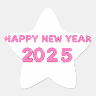 Gelukkig Nieuwjaar 2025 transparante achtergrond Ster Sticker