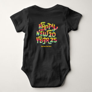 Gelukkig Nieuwjaar 2025 Trendy Kleurrijk Gepersona Romper