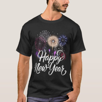 Gelukkig nieuwjaar 2025 vuurwerk oudejaarsfeest t-shirt