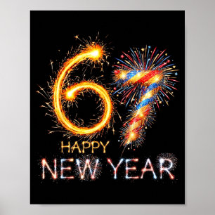Gelukkig Nieuwjaar 2026 67e Verjaardag Vuurwerk Nu Poster