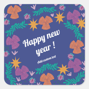 Gelukkig nieuwjaar 2026 aanpasbaar blauw modern vierkante sticker