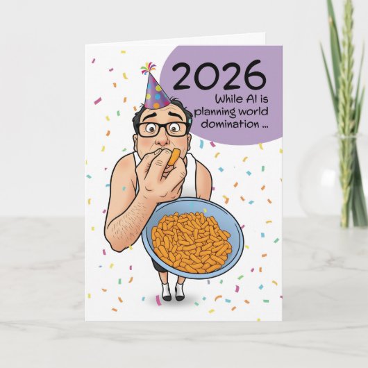 Gelukkig Nieuwjaar 2026 AI Kunstmatige Intelligent Feestdagen Kaart (Voorkant)