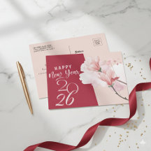 Gelukkig Nieuwjaar 2026 Elegante Bloemige Folie Po