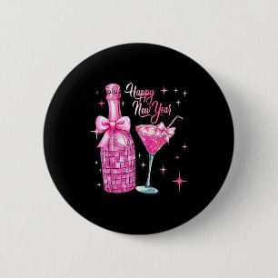 Gelukkig Nieuwjaar 2026 Elegante Champagne Viering Ronde Button 5,7 Cm